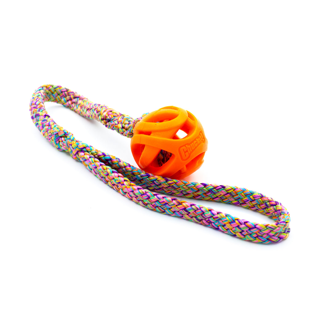 Chuckit! Air Fetch bal met Tugfun Touw - Apporteerbal voor honden