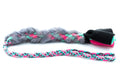Trektouw voor kleine honden - Boefjestug met 8mm PPM touw in de uitvoering Arizona Green Tea en bijpassende fleece in de kleuren turquoise, fuchsia en antraciet met grijze schapenvacht