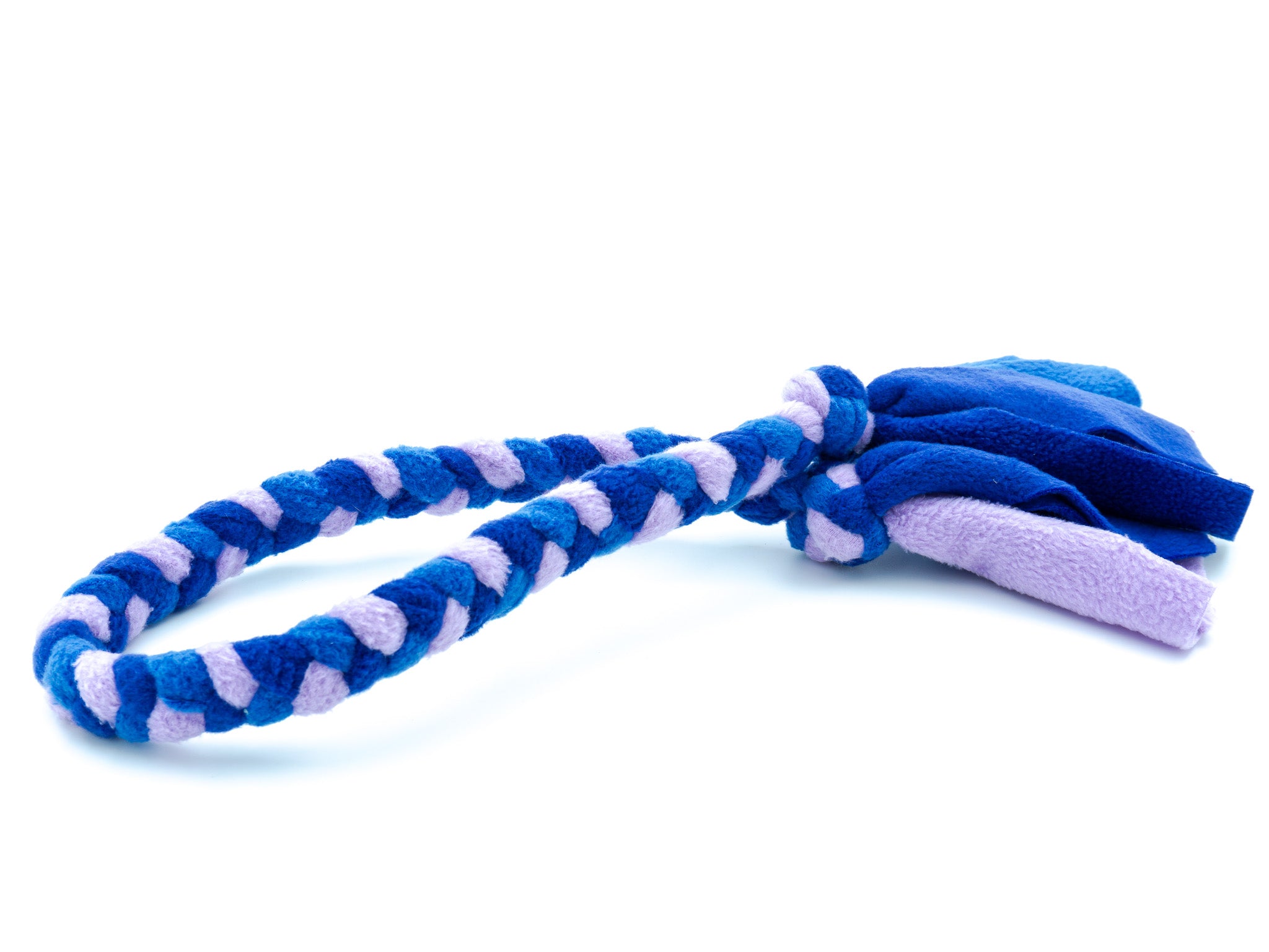 fleece flostouw in de kleuren indigo, blauw en lavendel
